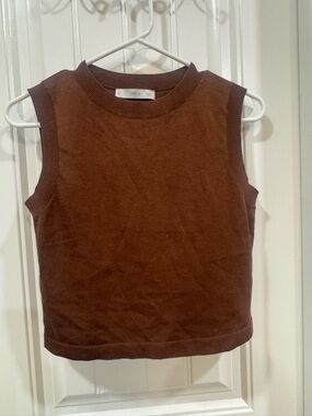 Mango Brown Sleeveless Knit Top